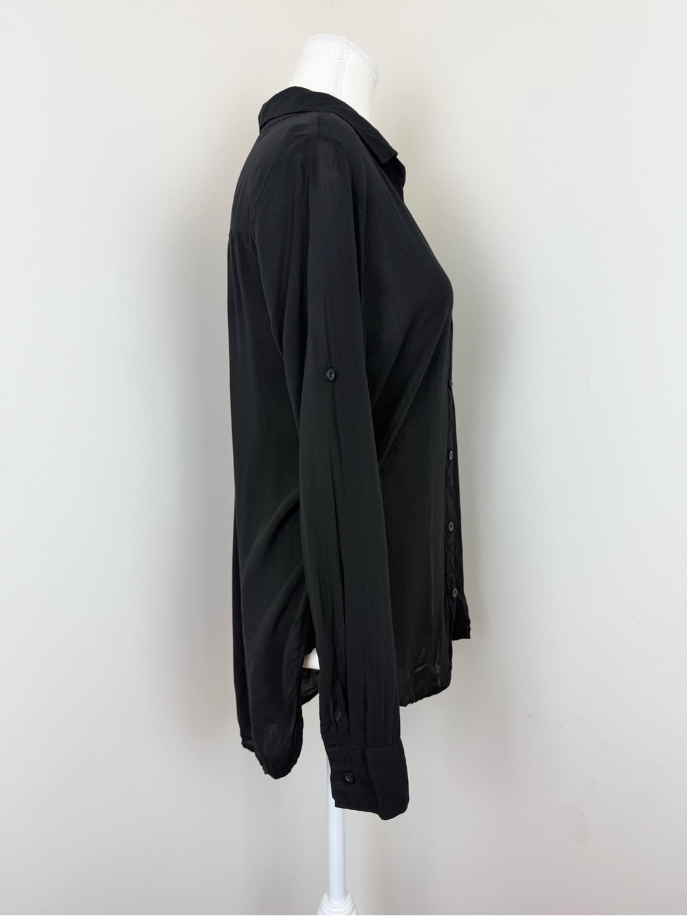 Bella Dahl Black Button Down High Low Shirt Size Small - Picture 6 of 9